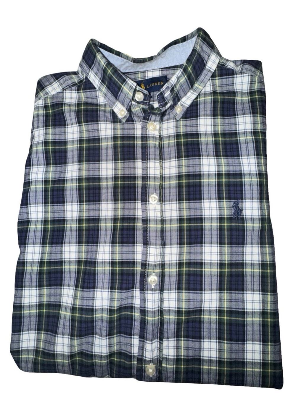 Ralph Lauren Blue Plaid Long Sleeve Button-Up Shirt, Sz Boys XL (18-20)